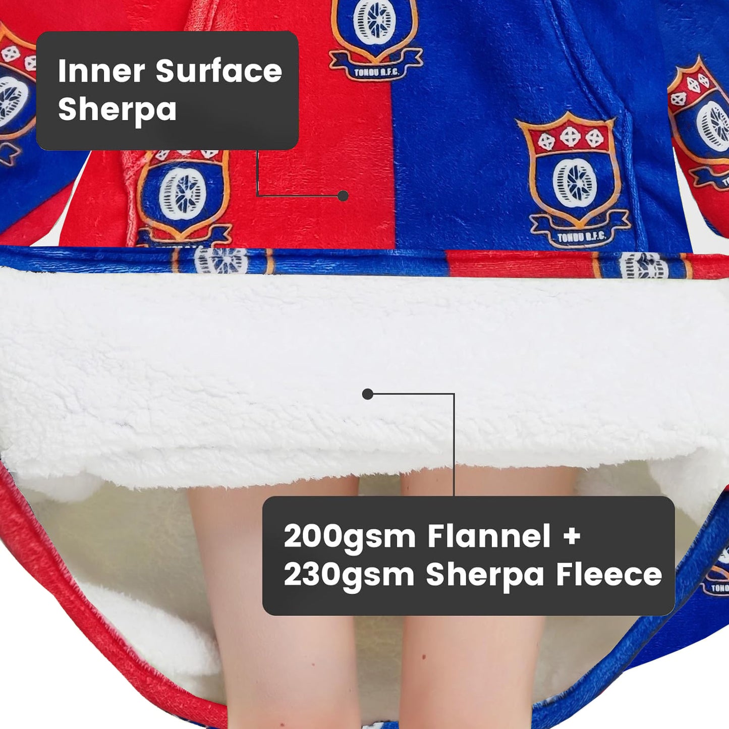 Customised Adult and Kids Hoodie Blanket Full Sherpa Fleece Over Sized Hooded Jumper - my merch