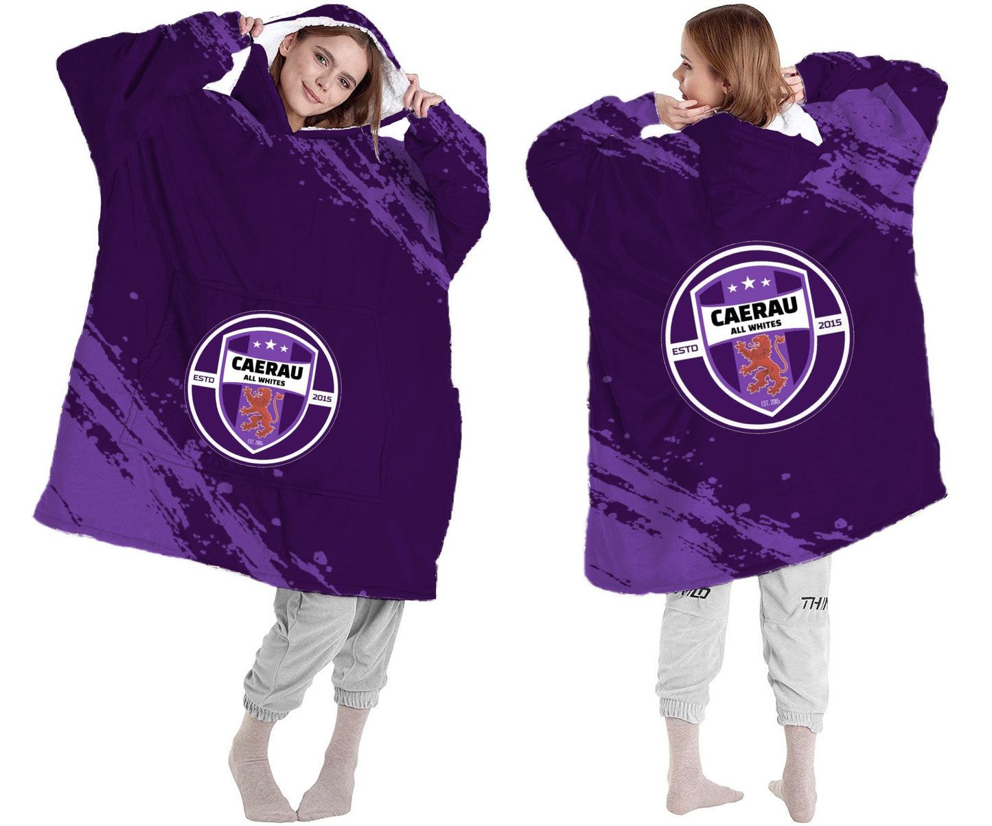 Customised Adult and Kids Hoodie Blanket Full Sherpa Fleece Over Sized Hooded Jumper - my merch