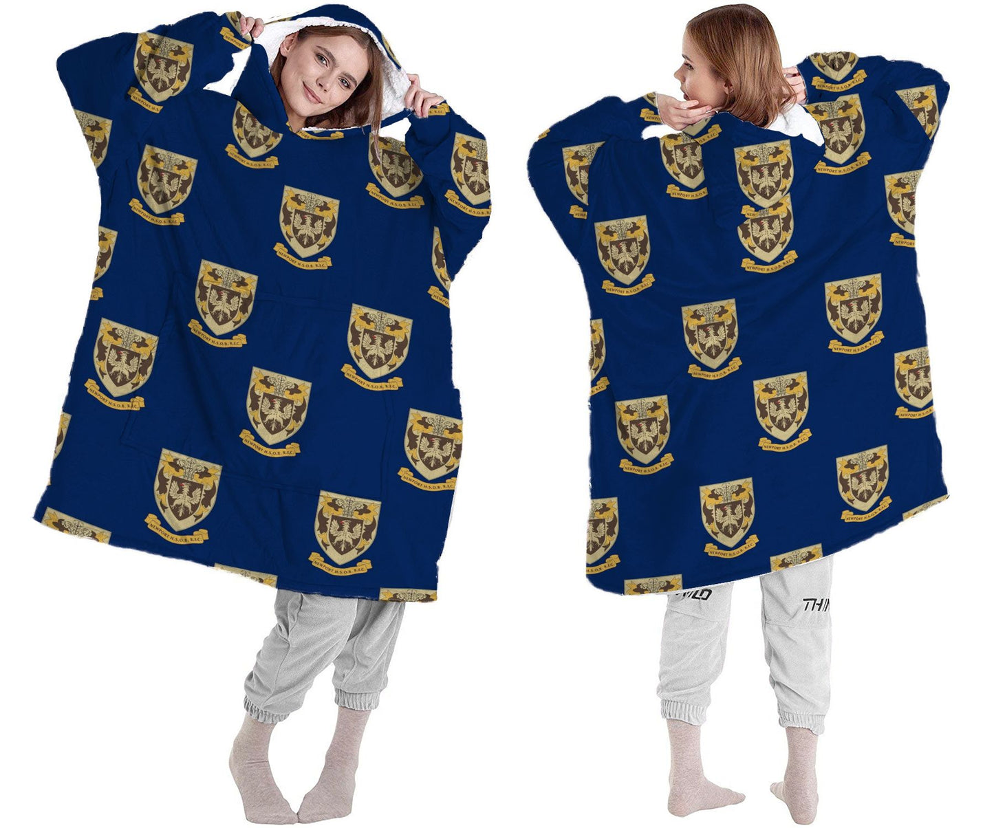 Customised Adult and Kids Hoodie Blanket Full Sherpa Fleece Over Sized Hooded Jumper - my merch