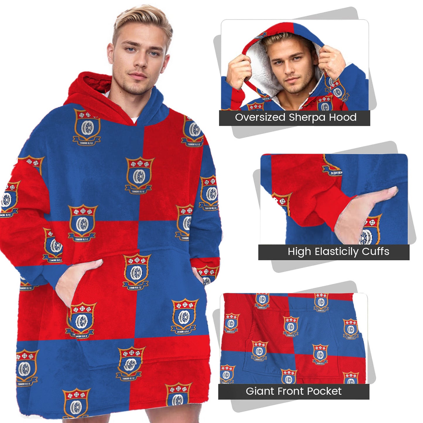 Customised Adult and Kids Hoodie Blanket Full Sherpa Fleece Over Sized Hooded Jumper - my merch