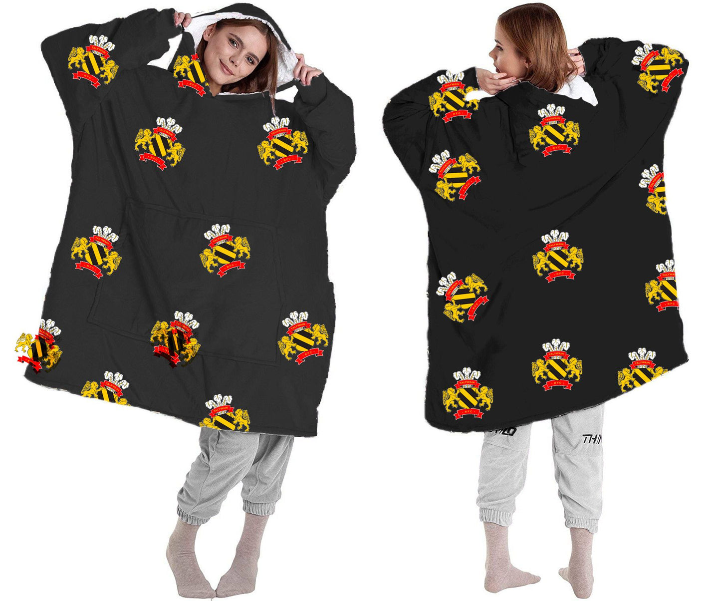 Custom High Quality Unisex Adult and Kids Microfiber Sherpa Fleece Custom Oversized Wearable Hoodie Blanket Hoodie Oversized - wrapmyphone.com