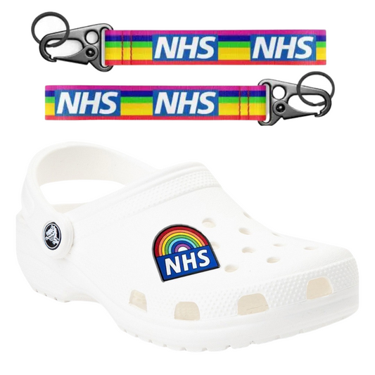 NHS Lanyard Mini Key Ring with Rainbow NHS Croc Charm - my merch