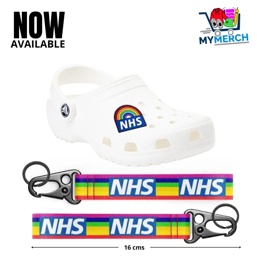 NHS Lanyard Mini Key Ring with Rainbow NHS Croc Charm